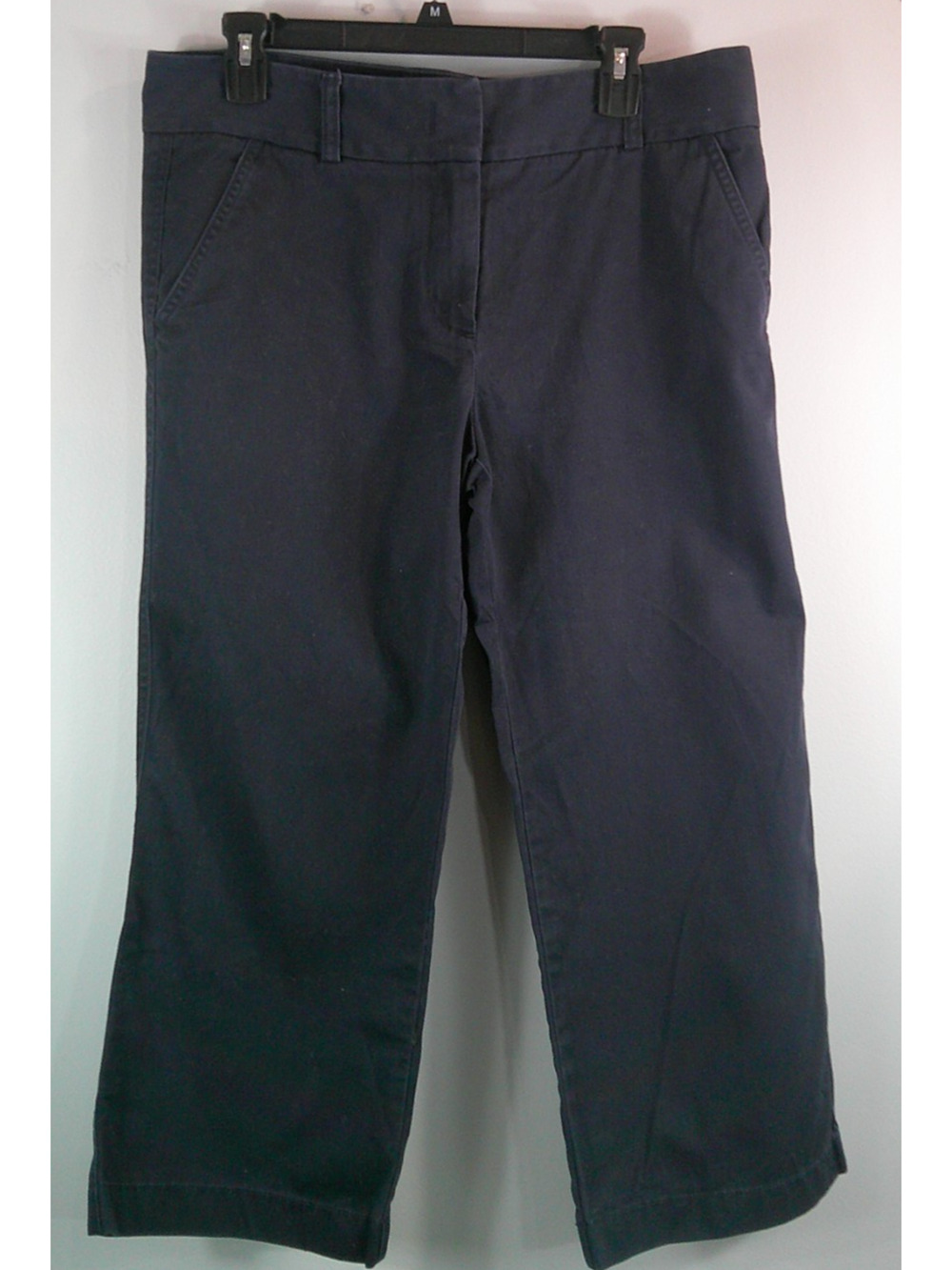 J. Crew Favorite Fit Cropped Pants Women's 12 Wide Leg Navy 100% Cotton
